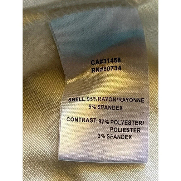 BCBGeneration Ivory White Boatneck Rayon Satin Trim Top Button Back Semi Sheer L - Picture 7 of 10